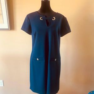 Tommy Hilfiger Size 12 navy blue dress with back zip & grommets.